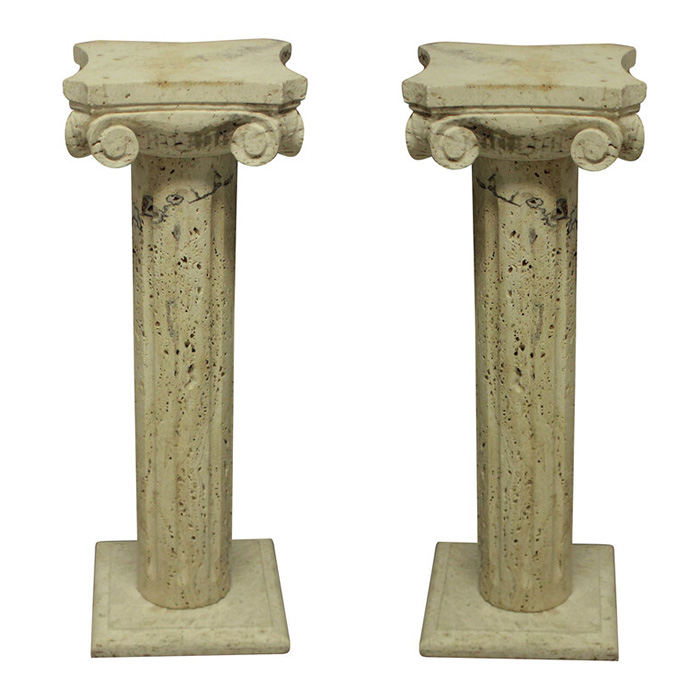Pair of Mid Century Italian Travertine Pedestals